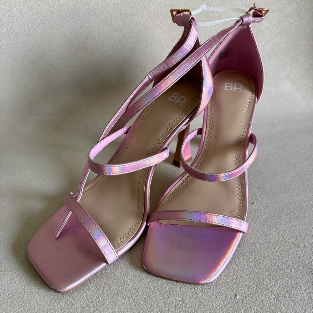 BP Iridescent Pink Strappy Heels